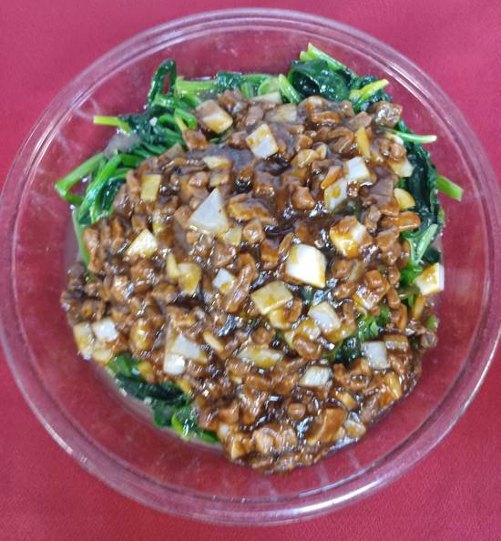 122. Minced Meat with Spinach (西湖扒波菜)